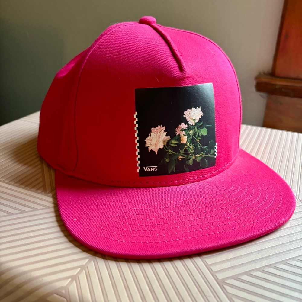 Vans Bragg Jazzy Pink Snapback Hat in Hot Pink NWOT Floral Graphic 🌸🌹🌺🌷🪷🌼 - Picture 2 of 13